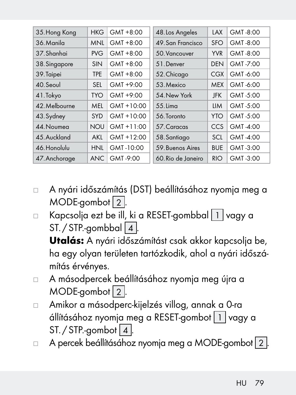 J kapcsolja ezt be ill, ki a reset-gombbal, Vagy a st. / stp.-gombbal, Vagy a st. / stp.-gombot | J a percek beállításához nyomja meg a mode-gombot | Rocktrail Z29592 User Manual | Page 79 / 256