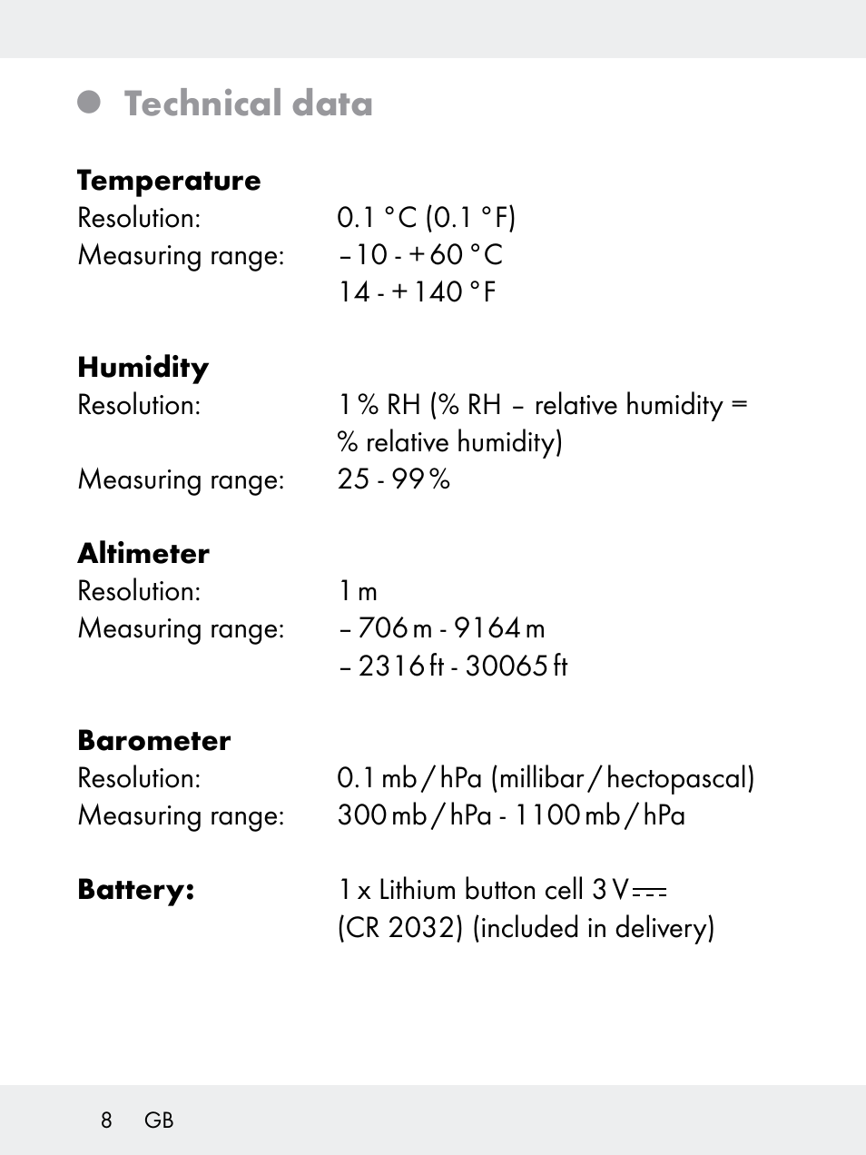 Technical data | Rocktrail Z29592 User Manual | Page 8 / 256