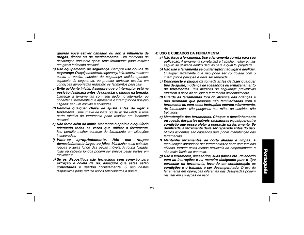 Por tuguês | DeWalt SDS Plus D25013 User Manual | Page 25 / 36