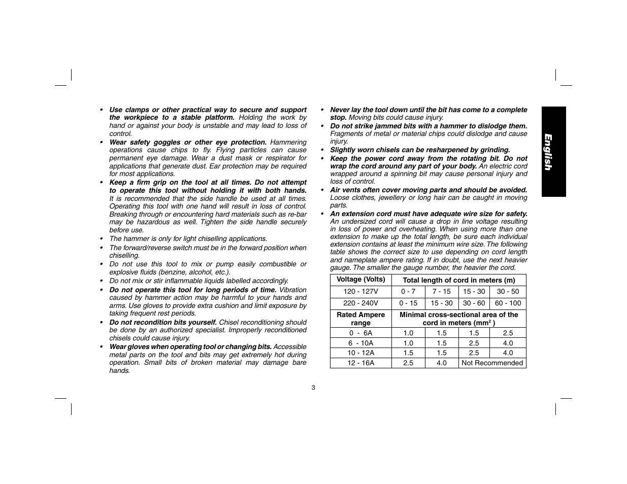 English | DeWalt SDS Plus D25013 User Manual | Page 5 / 36