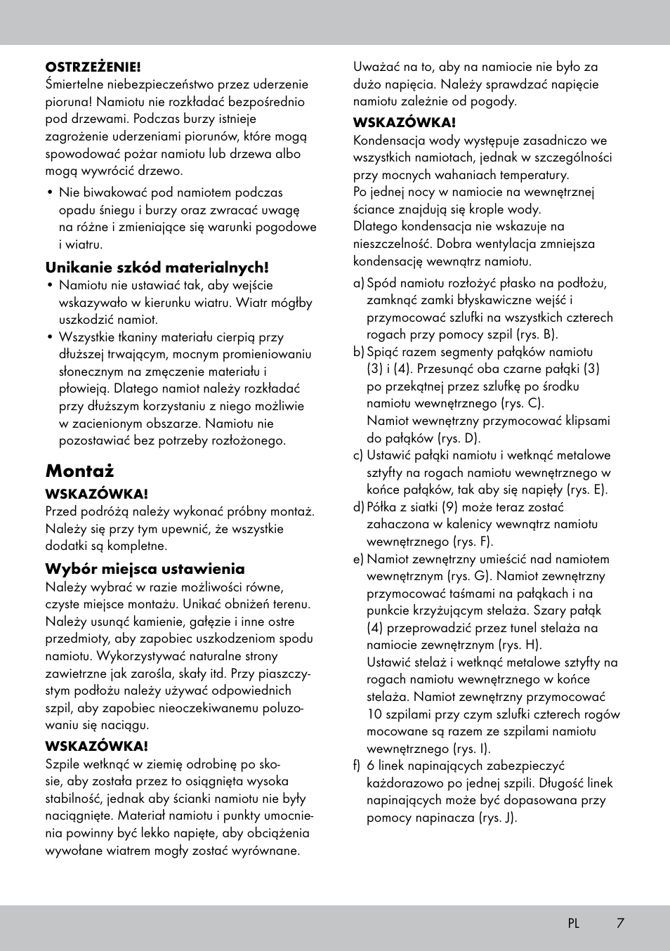 Montaż | Rocktrail Double-Roof Tent User Manual | Page 7 / 16