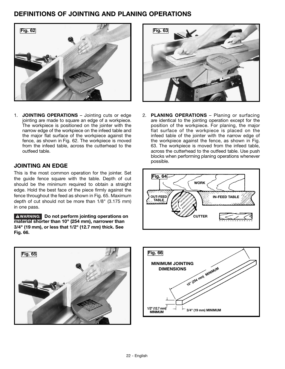 Definitions of jointing and planing operations, Jointing an edge | Delta JT360 User Manual | Page 22 / 76
