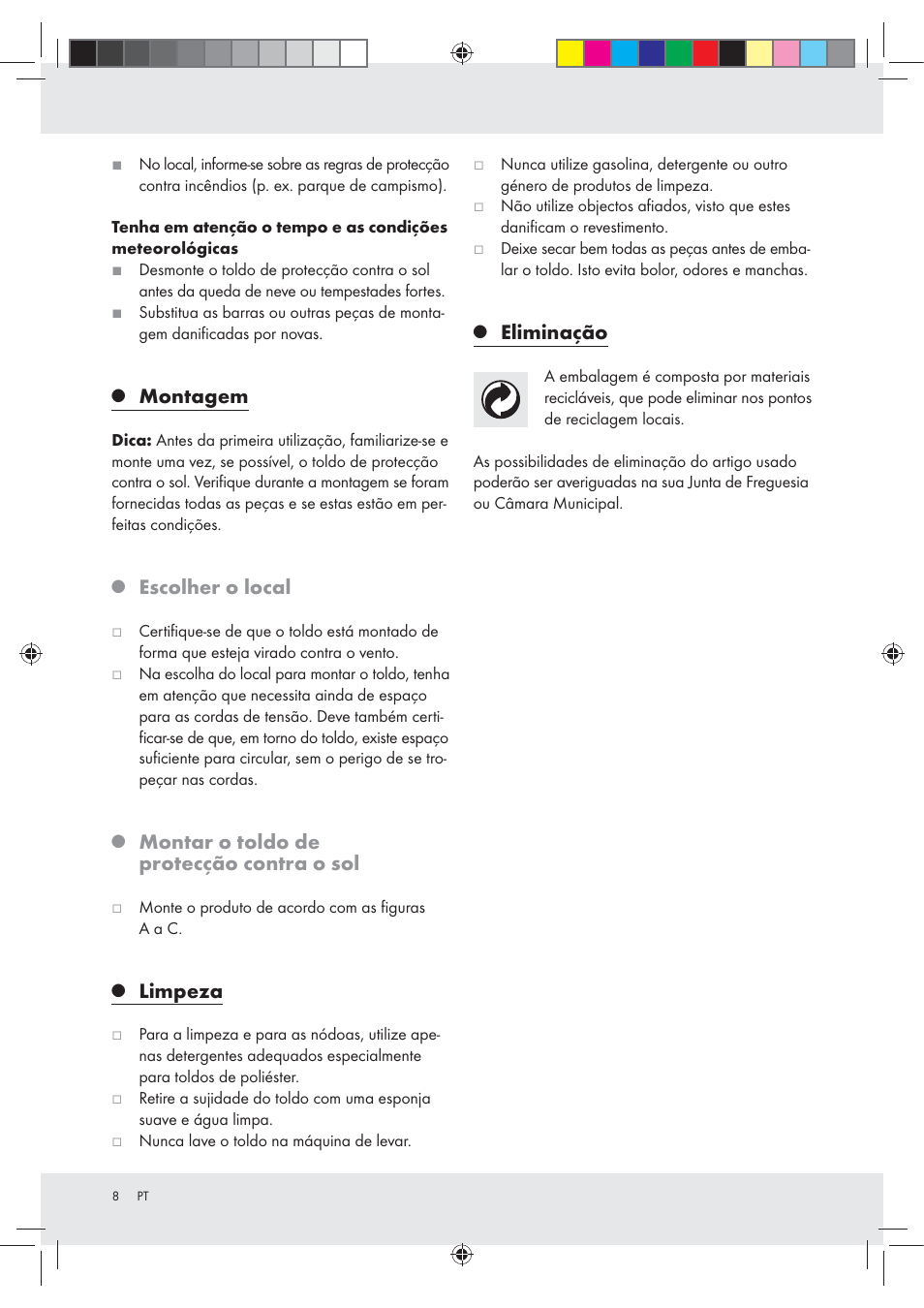 Montagem, Escolher o local, Montar o toldo de protecção contra o sol | Limpeza, Eliminação | Rocktrail Shade Sail Z30718 User Manual | Page 8 / 15