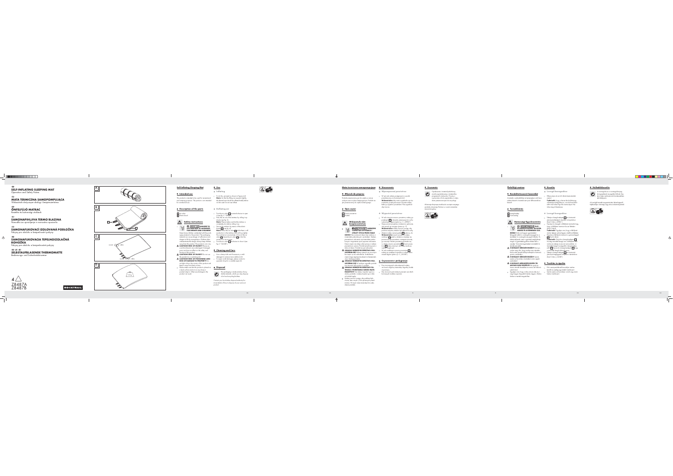 Rocktrail Self-Inflating Sleeping Mat Z8487A, Z8487B User Manual | 2 pages