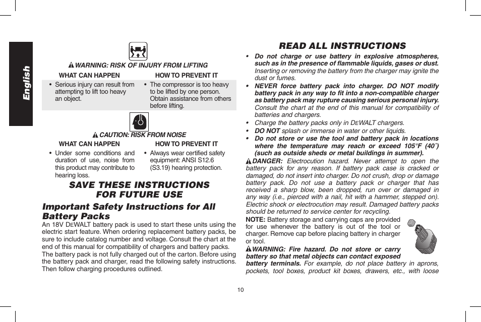 English, Read all instructions | DeWalt D55695 User Manual | Page 10 / 100