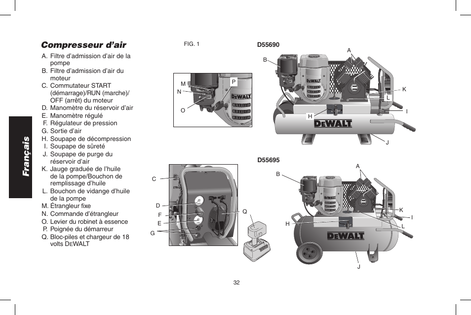 Français, Compresseur d’air | DeWalt D55695 User Manual | Page 32 / 100