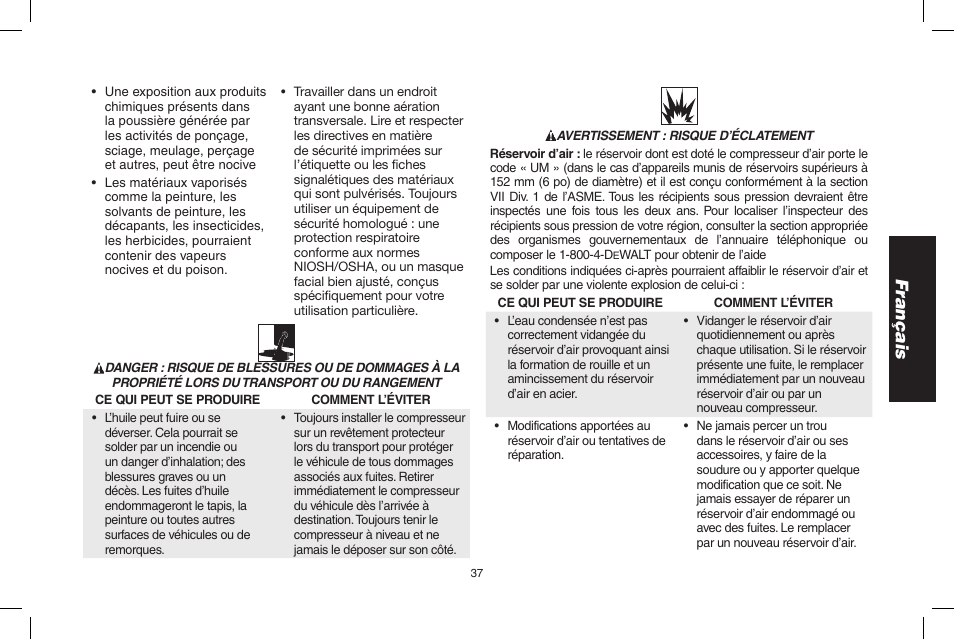 Français | DeWalt D55695 User Manual | Page 37 / 100