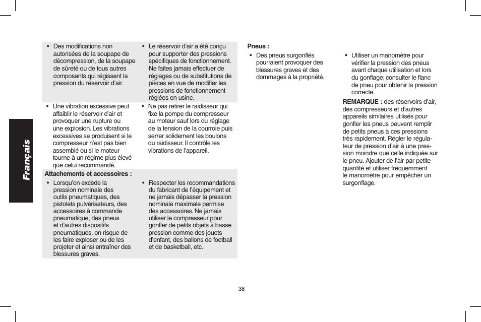 Français | DeWalt D55695 User Manual | Page 38 / 100