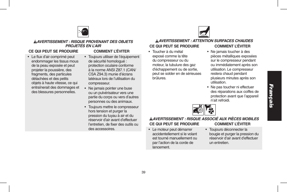 Français | DeWalt D55695 User Manual | Page 39 / 100