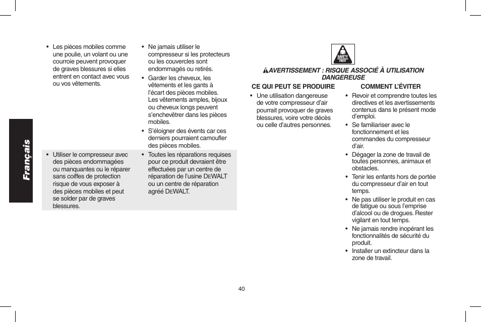 Français | DeWalt D55695 User Manual | Page 40 / 100