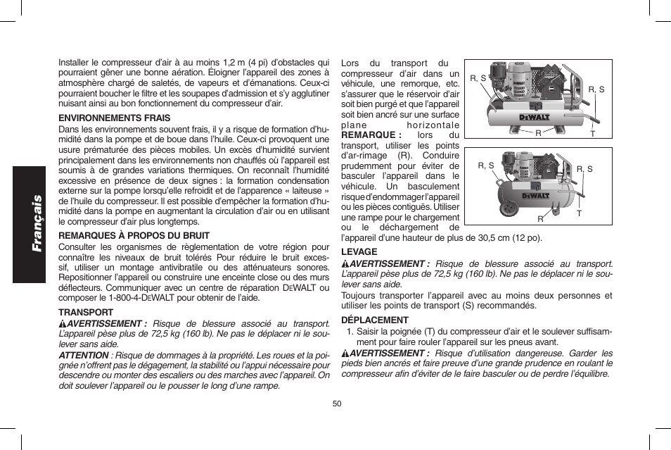 Français | DeWalt D55695 User Manual | Page 50 / 100