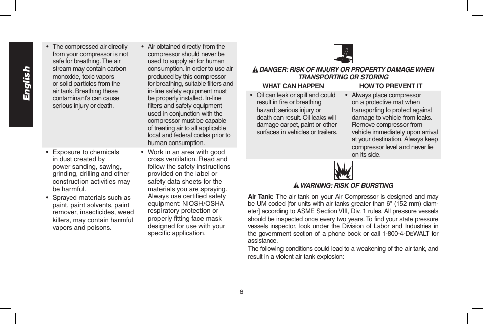 English | DeWalt D55695 User Manual | Page 6 / 100