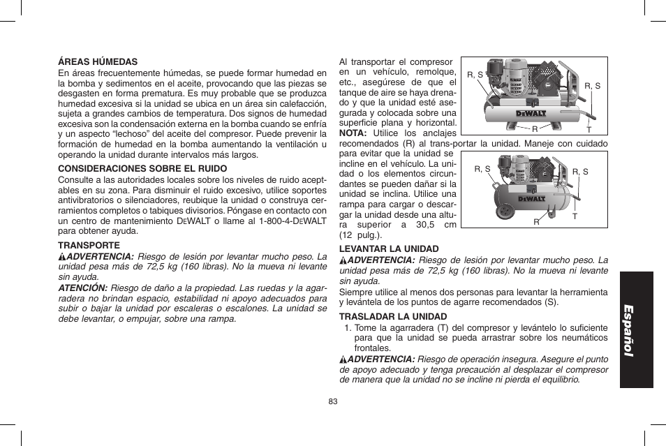 Español | DeWalt D55695 User Manual | Page 83 / 100