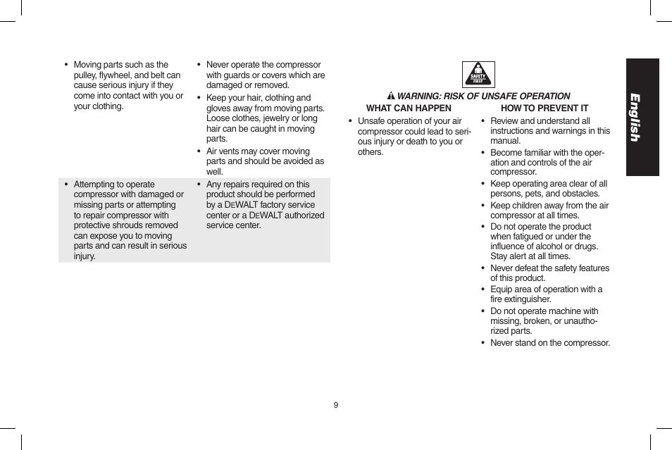 English | DeWalt D55695 User Manual | Page 9 / 100