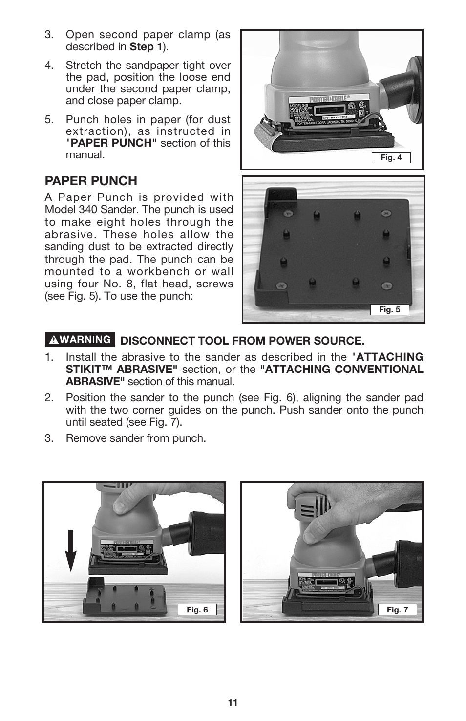 Paper punch | DeWalt 340 User Manual | Page 11 / 52