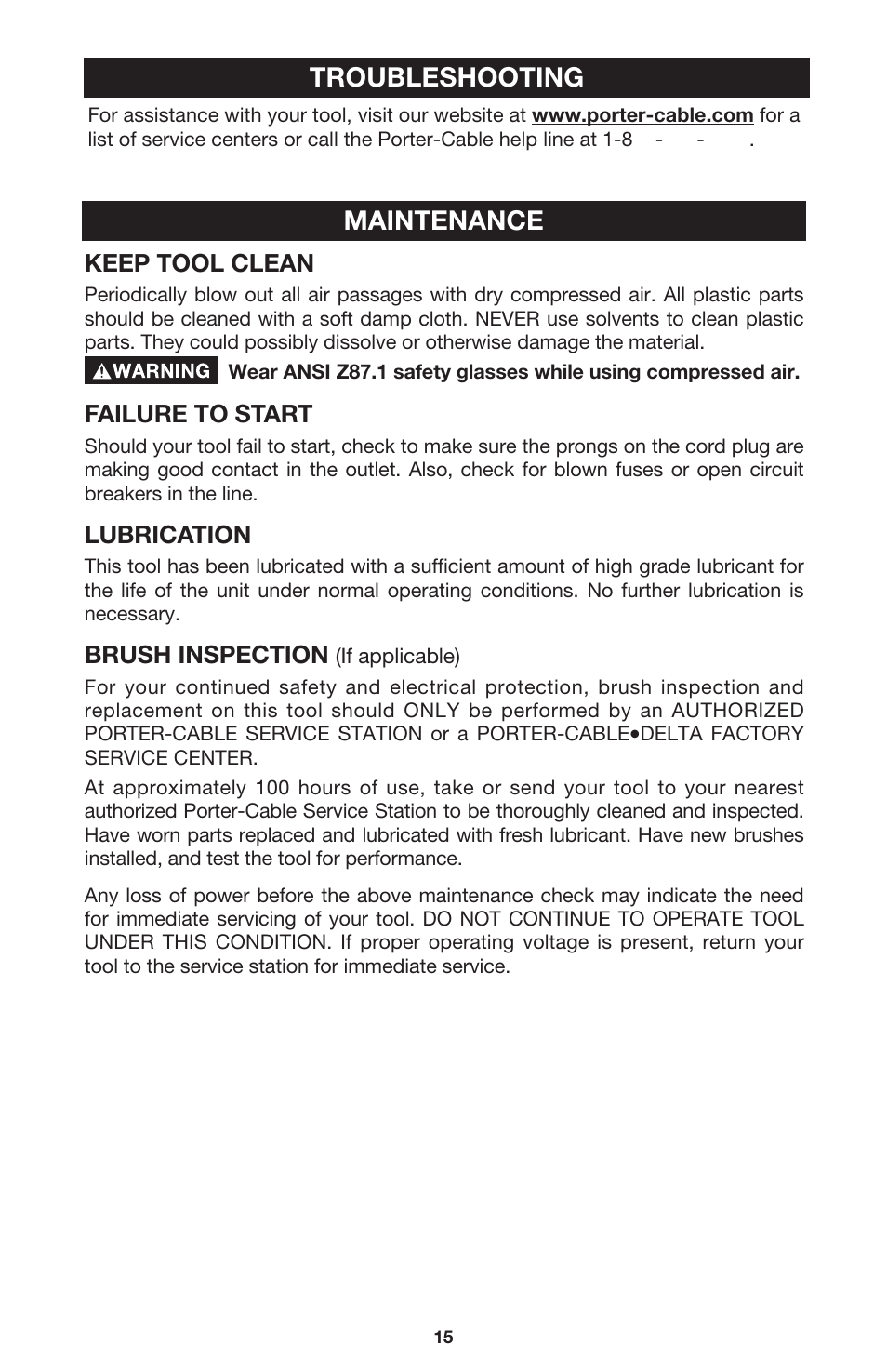 Troubleshooting, Maintenance | DeWalt 340 User Manual | Page 15 / 52