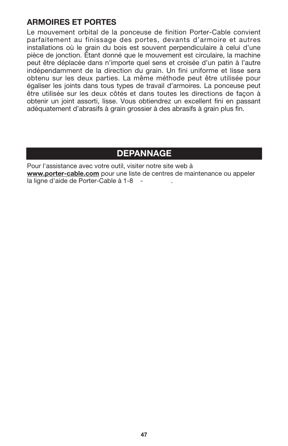 Depannage | DeWalt 340 User Manual | Page 47 / 52