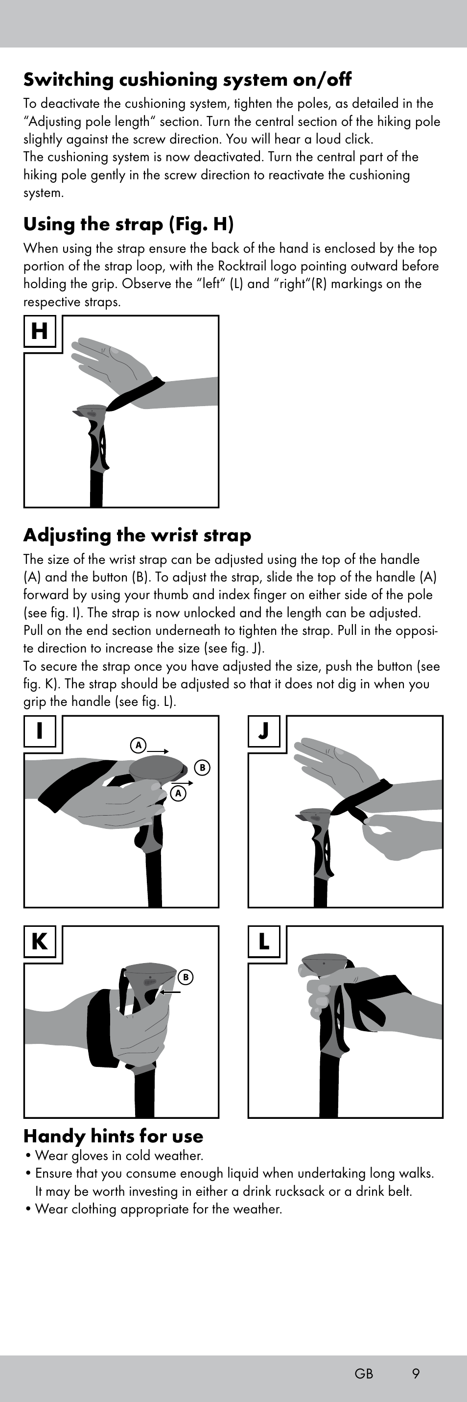 Ij k l | Rocktrail Aluminium Hiking Poles User Manual | Page 9 / 20