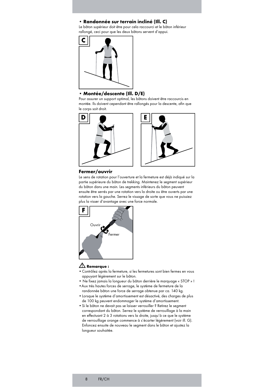 Cd e f | Rocktrail Carbon Hiking Poles User Manual | Page 8 / 24