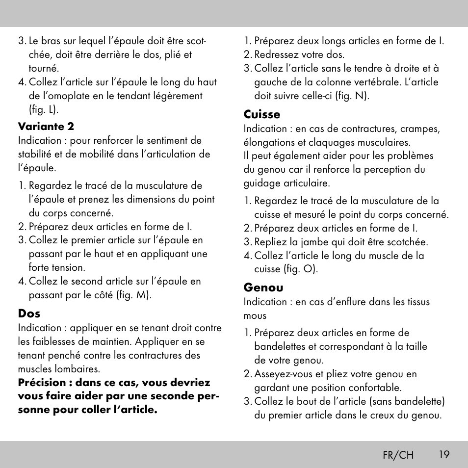Sensiplast KINESIOLOGY TAPE User Manual | Page 19 / 40