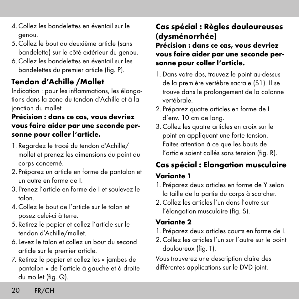 Sensiplast KINESIOLOGY TAPE User Manual | Page 20 / 40