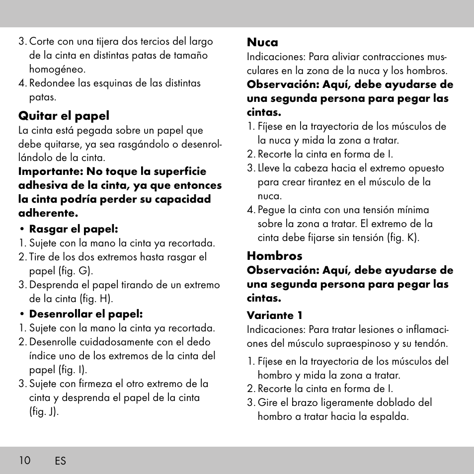 Sensiplast KINESIOLOGY TAPE User Manual | Page 10 / 48