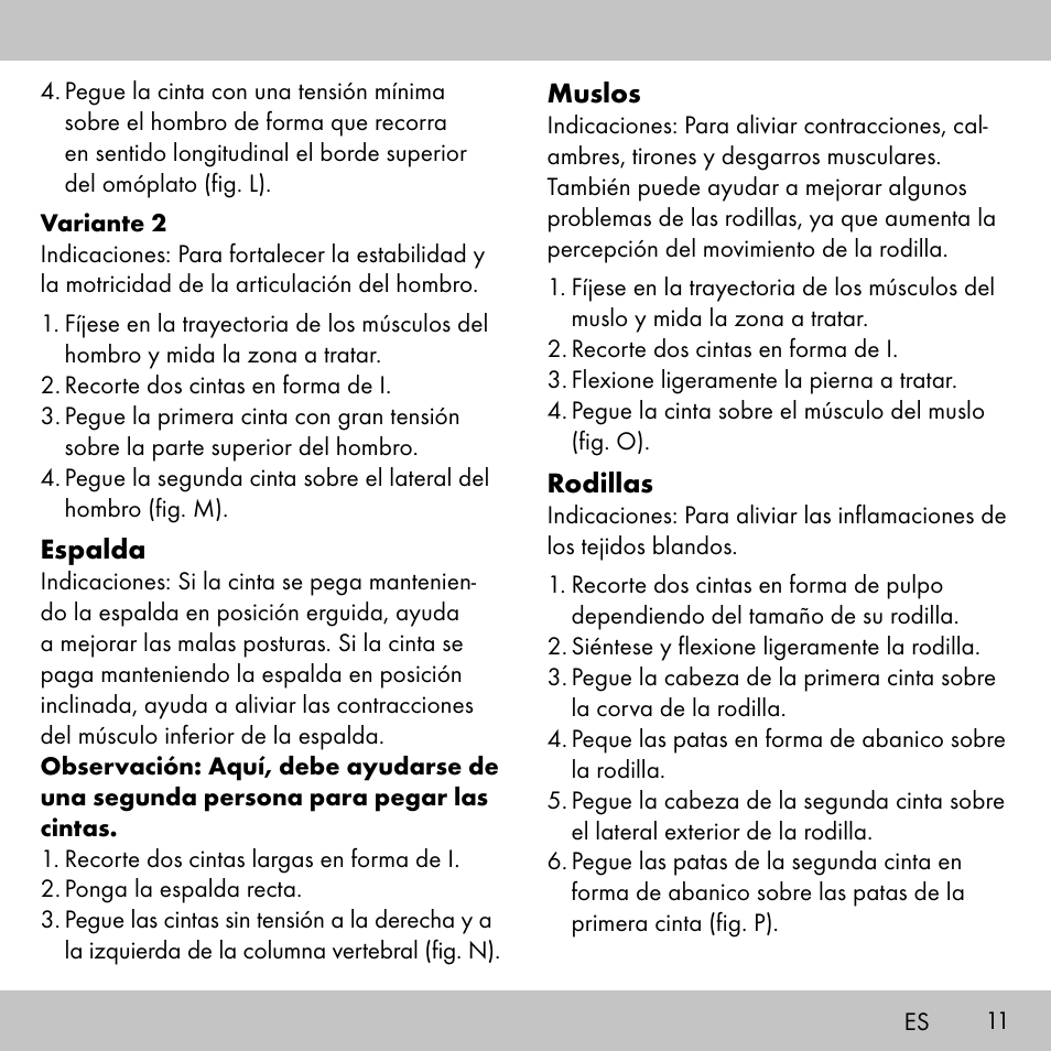 Sensiplast KINESIOLOGY TAPE User Manual | Page 11 / 48