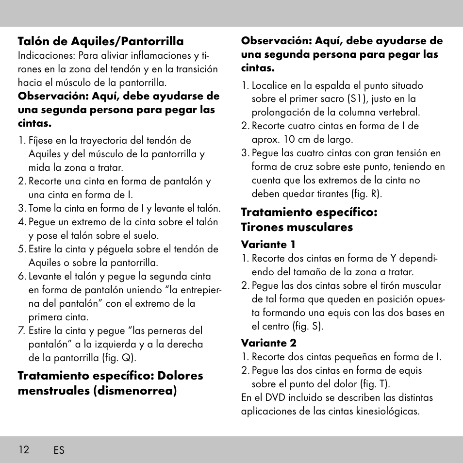 Sensiplast KINESIOLOGY TAPE User Manual | Page 12 / 48