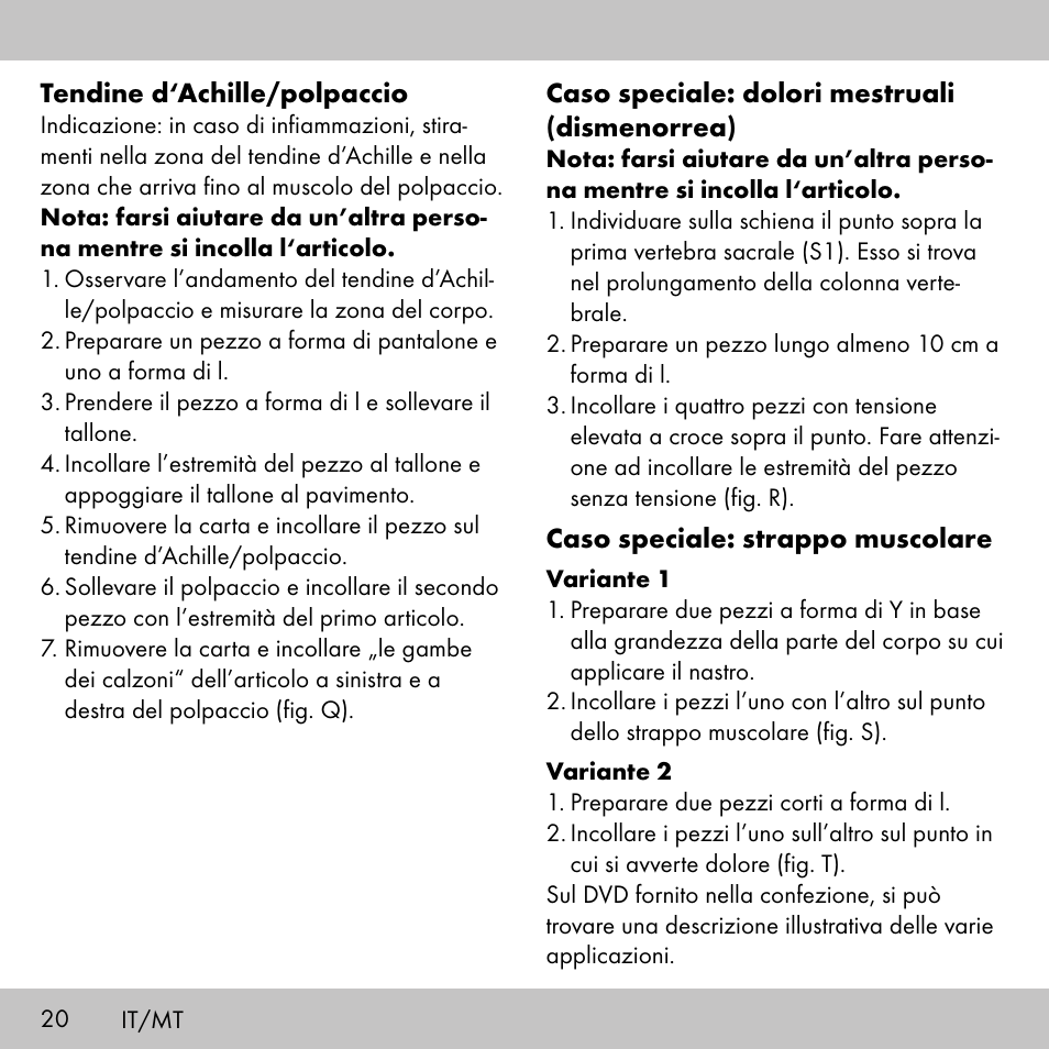 Sensiplast KINESIOLOGY TAPE User Manual | Page 20 / 48