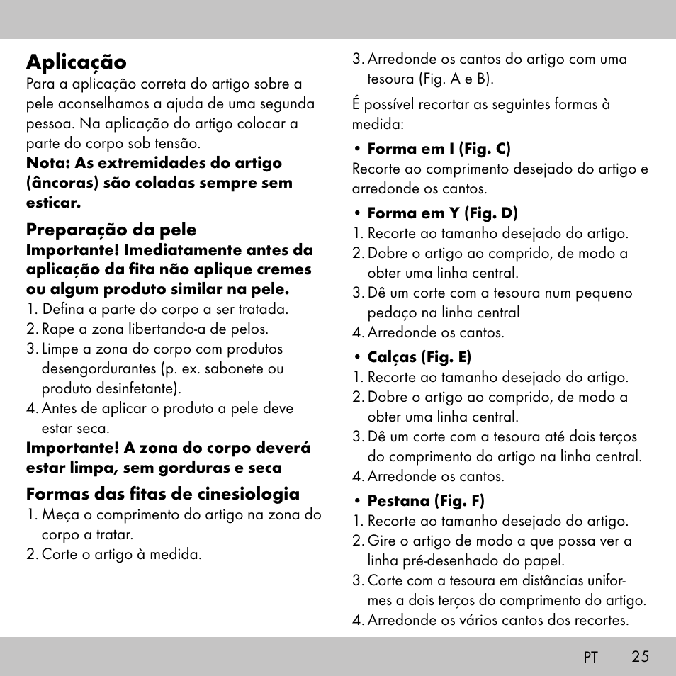 Aplicação | Sensiplast KINESIOLOGY TAPE User Manual | Page 25 / 48