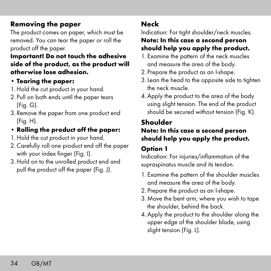 Sensiplast KINESIOLOGY TAPE User Manual | Page 34 / 48