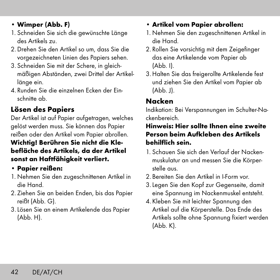 Sensiplast KINESIOLOGY TAPE User Manual | Page 42 / 48