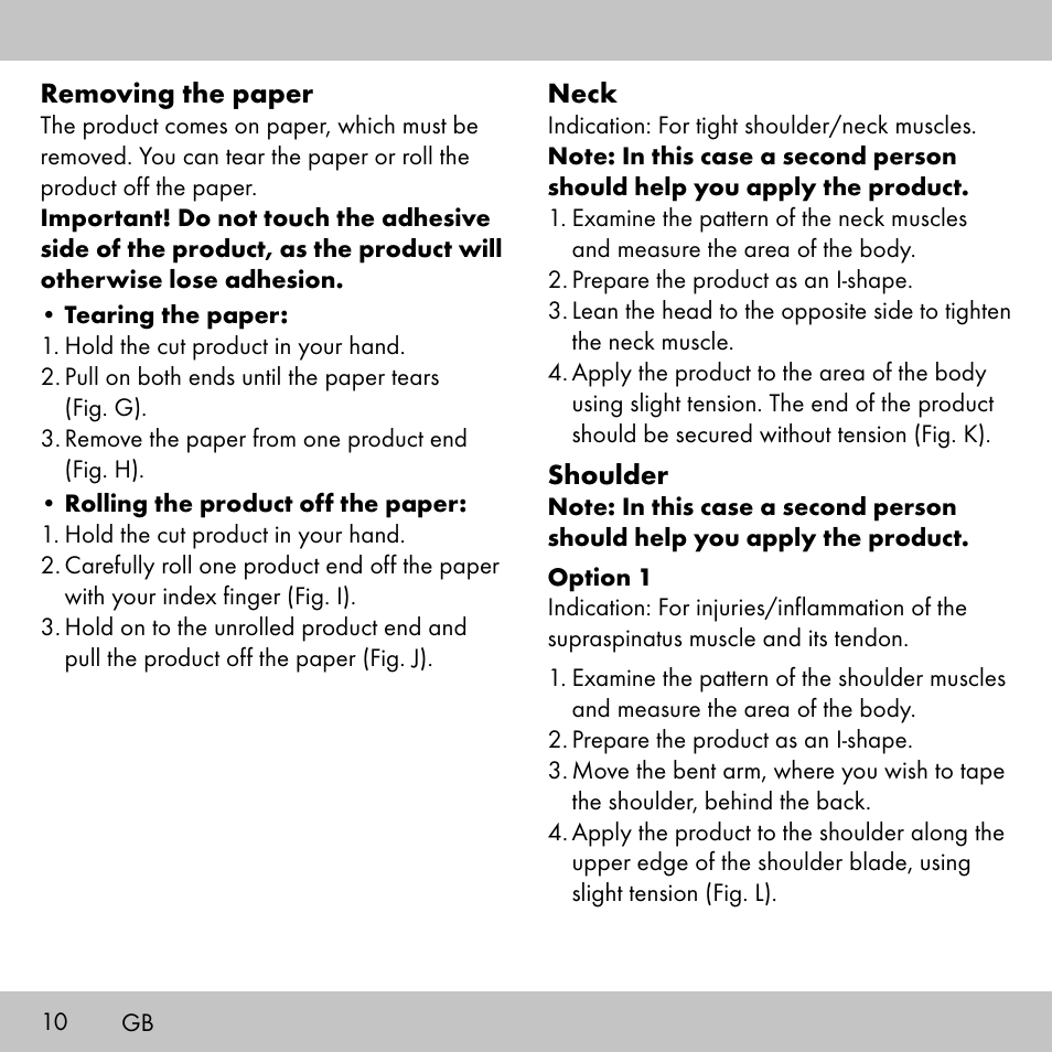 Sensiplast KINESIOLOGY TAPE User Manual | Page 10 / 36