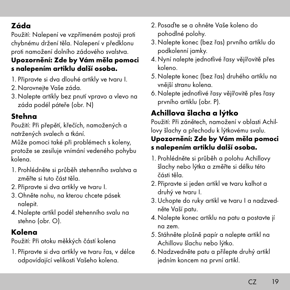 Sensiplast KINESIOLOGY TAPE User Manual | Page 19 / 36