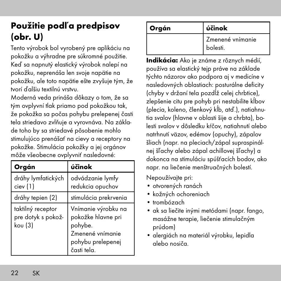 Použitie podľa predpisov (obr. u) | Sensiplast KINESIOLOGY TAPE User Manual | Page 22 / 36
