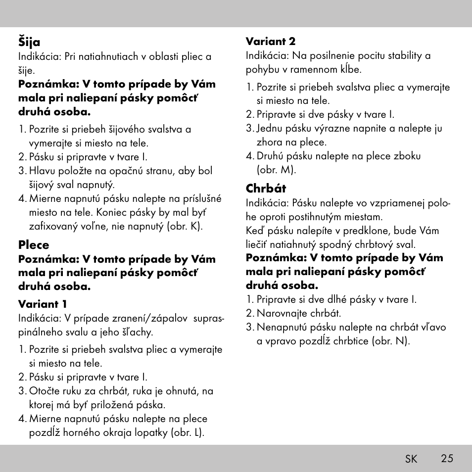 Sensiplast KINESIOLOGY TAPE User Manual | Page 25 / 36