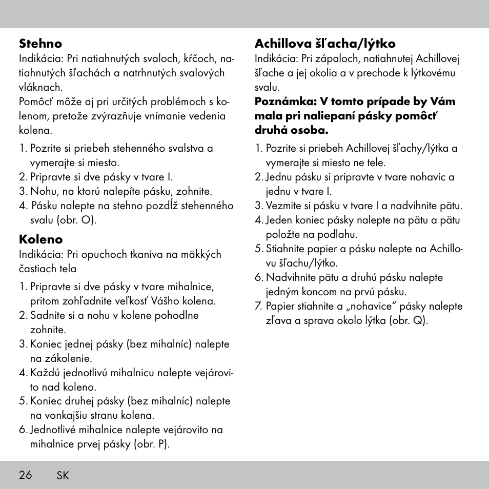 Sensiplast KINESIOLOGY TAPE User Manual | Page 26 / 36