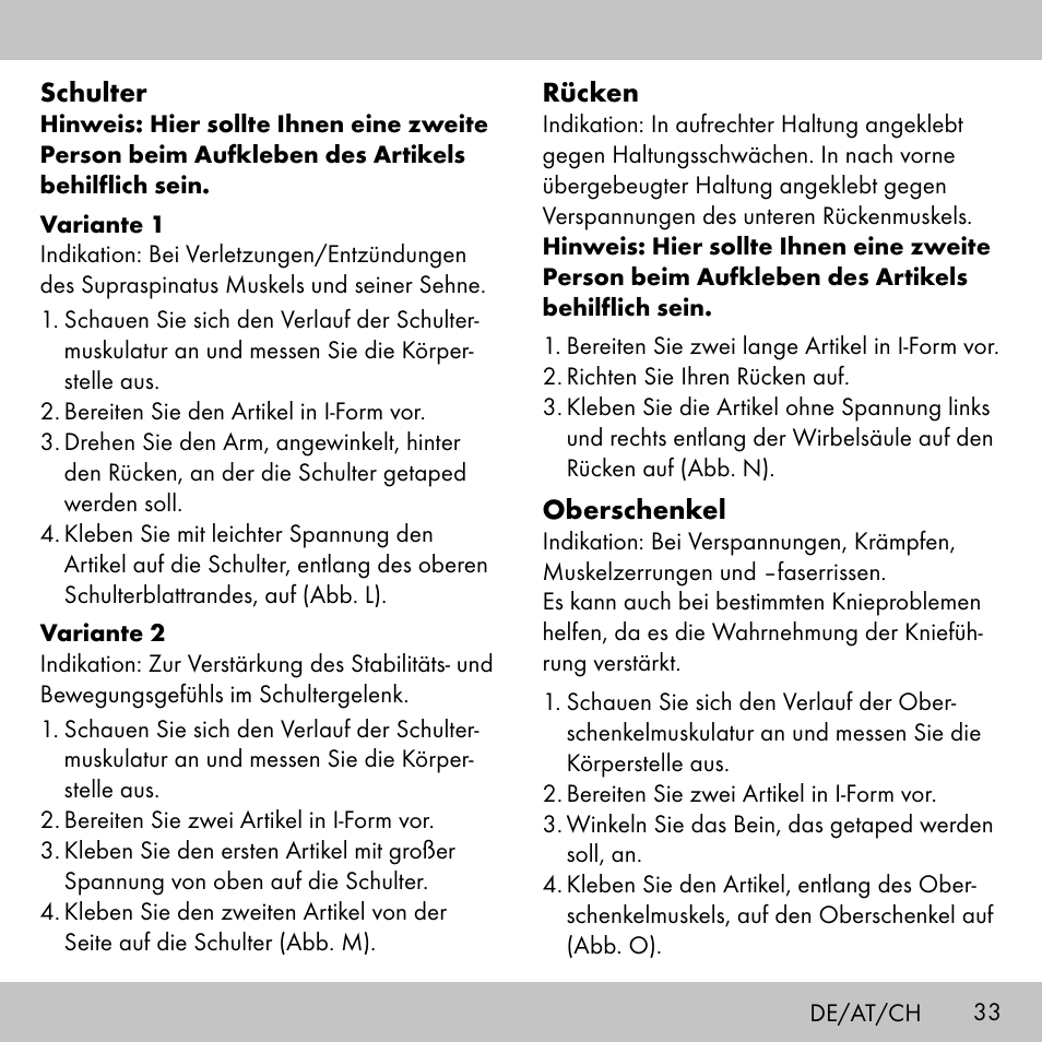 Sensiplast KINESIOLOGY TAPE User Manual | Page 33 / 36