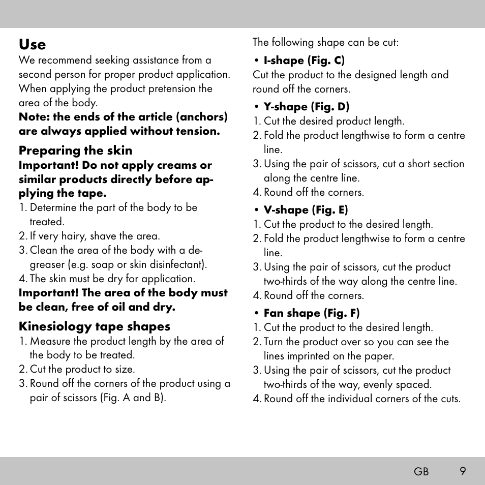Sensiplast KINESIOLOGY TAPE User Manual | Page 9 / 36