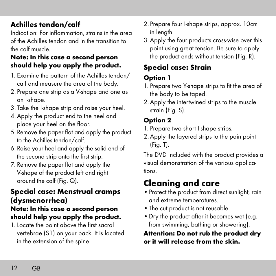 Cleaning and care | Sensiplast KINESIOLOGY TAPE User Manual | Page 12 / 40