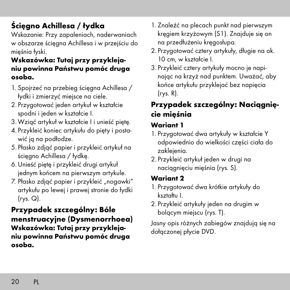 Sensiplast KINESIOLOGY TAPE User Manual | Page 20 / 40