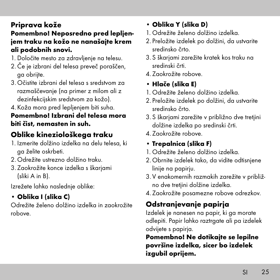 Sensiplast KINESIOLOGY TAPE User Manual | Page 25 / 40
