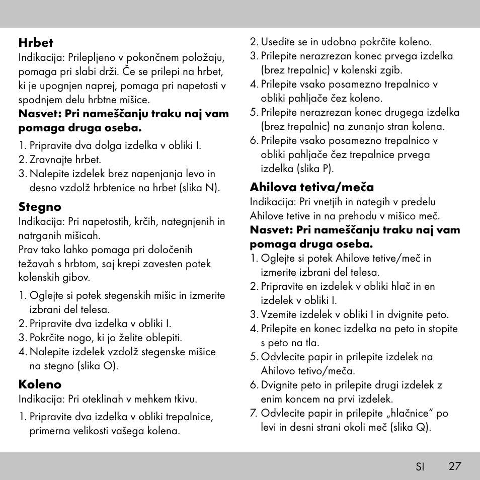 Sensiplast KINESIOLOGY TAPE User Manual | Page 27 / 40