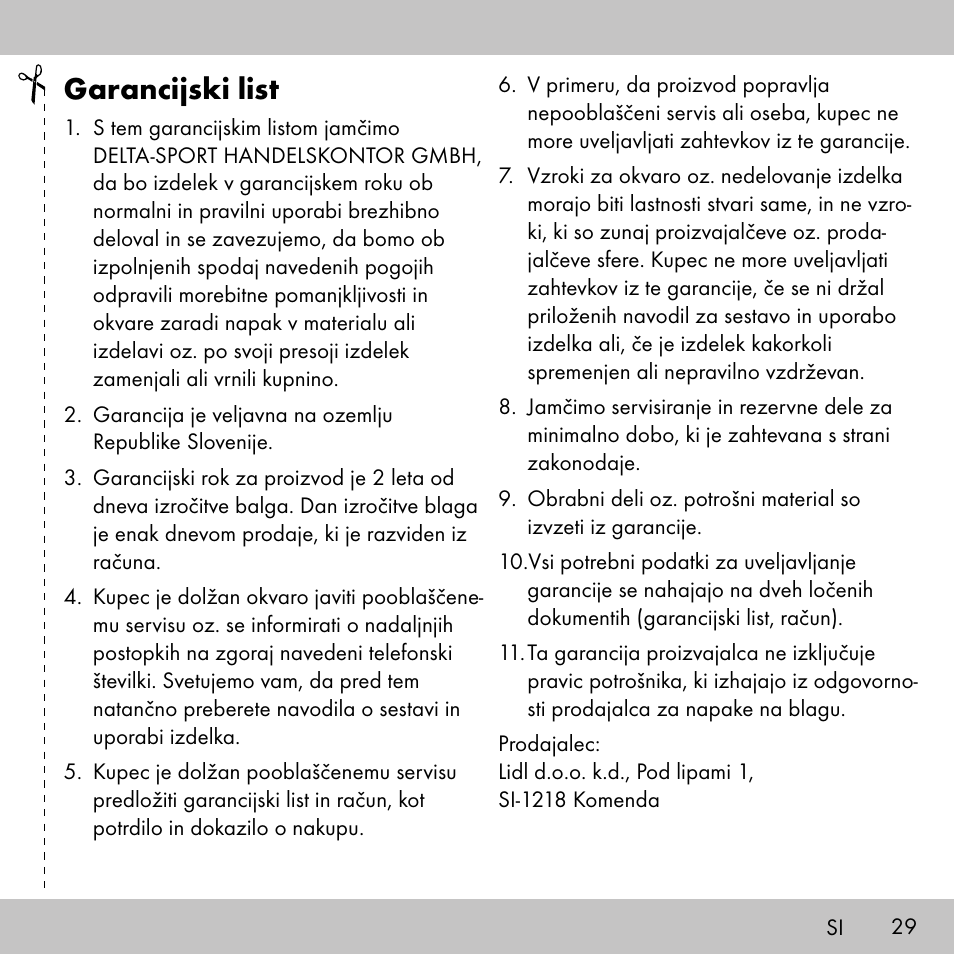Garancijski list | Sensiplast KINESIOLOGY TAPE User Manual | Page 29 / 40