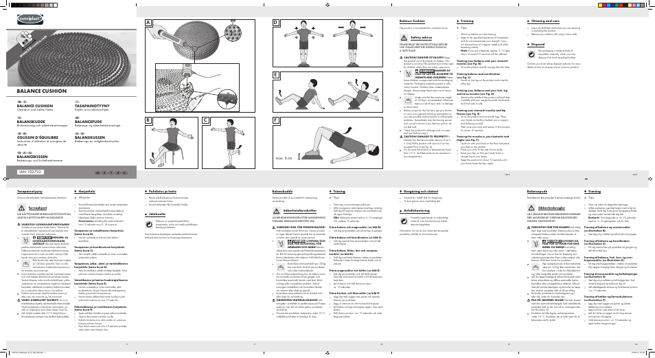 Sensiplast BALANCE CUSHION 102732-14-01/Z31689B User Manual | 2 pages