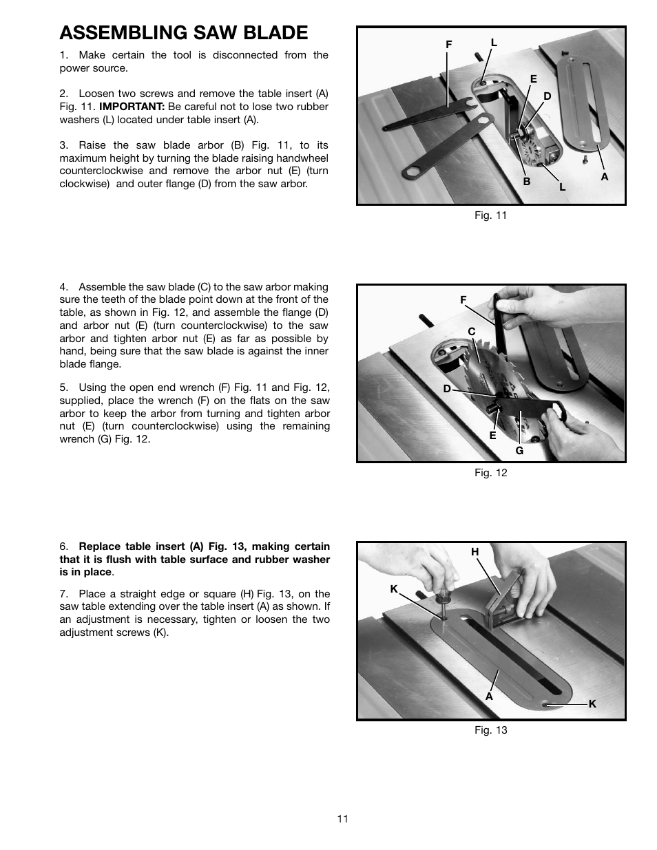Assembling saw blade | Delta 36-600 User Manual | Page 11 / 29