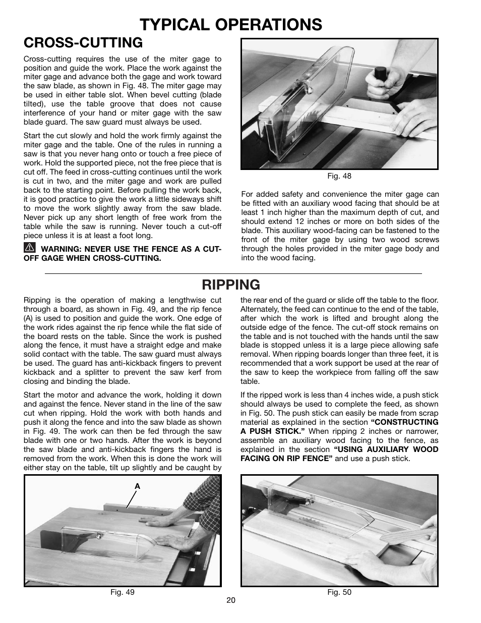 Typical operations, Ripping, Cross-cutting | Delta 36-600 User Manual | Page 20 / 29
