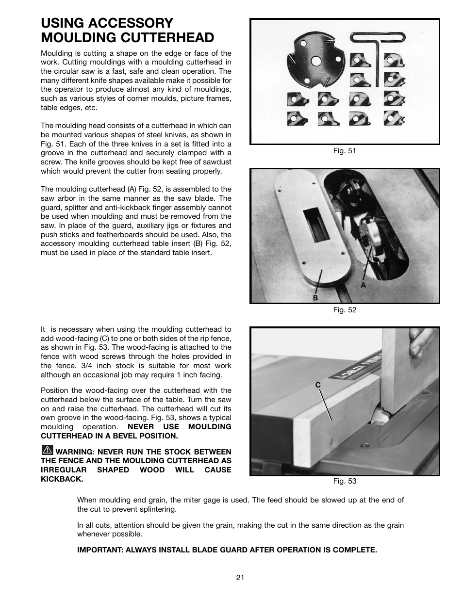 Using accessory moulding cutterhead | Delta 36-600 User Manual | Page 21 / 29