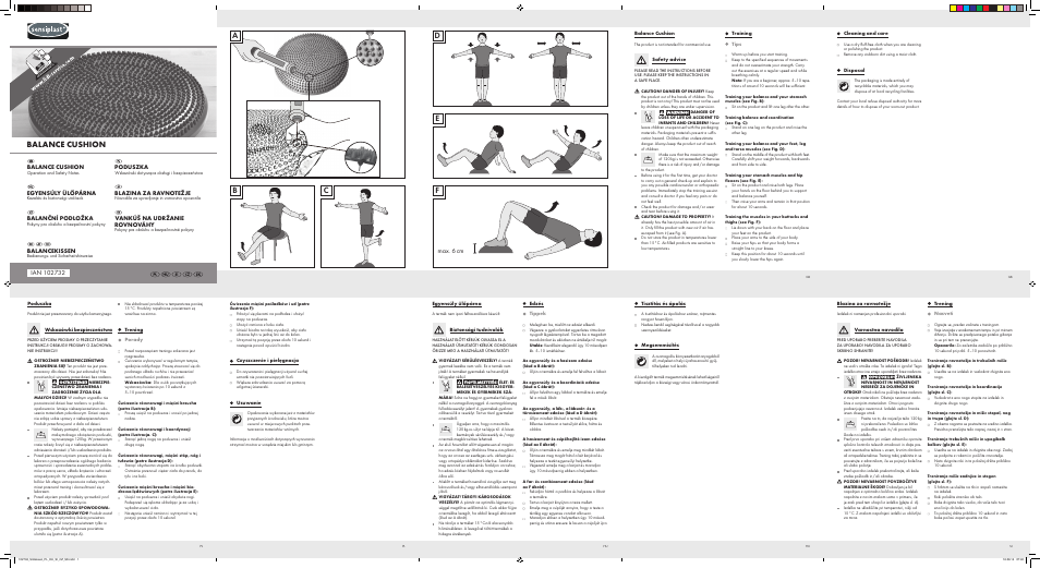 Sensiplast BALANCE CUSHION 102732-14-01/Z31689B User Manual | 2 pages