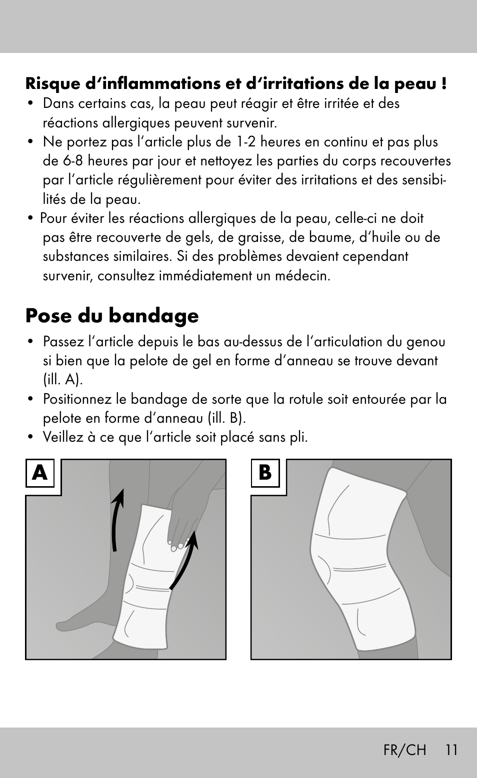 Pose du bandage | Sensiplast Knee Brace / Genu-Active User Manual | Page 11 / 24